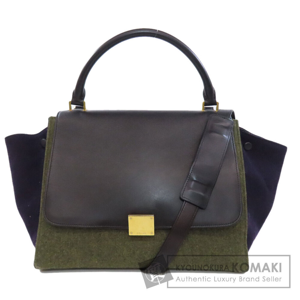 Celine Trapeze 2way Calfskin Leather Shoulder bag leather